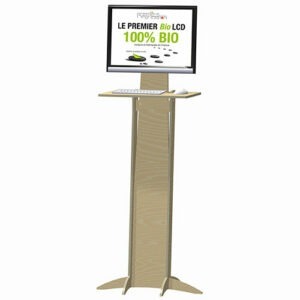 Support écran écologique. Porte écran BIO. Support écran BIO. Station support écran BIO. Support écran développement durable.
