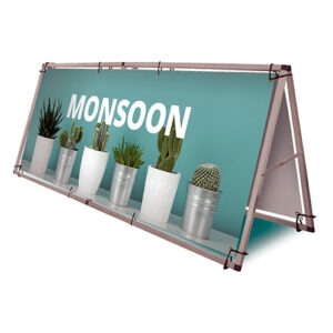 Visuel Chevalet extérieur MONSOON -Autoportant extérieur tissu - Stand extérieur grand format - Stand double face