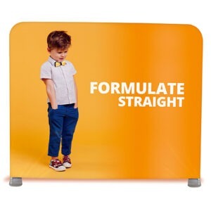 Stand FORMULATE droit. Stand parapluie tissu droit. Stand parapluie montage immédiat. Stand tissu infroissable. Stand parapluie droit spots Visuel Stand FORMULATE droit - stand parapluie montage immédiat - stand tissu infroissable