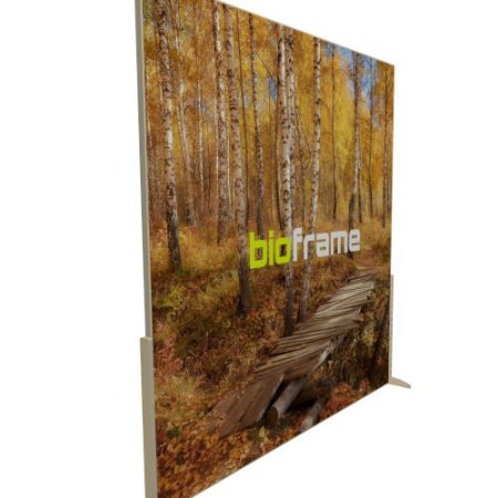 Stand Bannière écologique design. Bio-banner cadre en bois bio est un Cadre pro pour tissu-tendu Bio? C'est un Stand portable écologique Bio