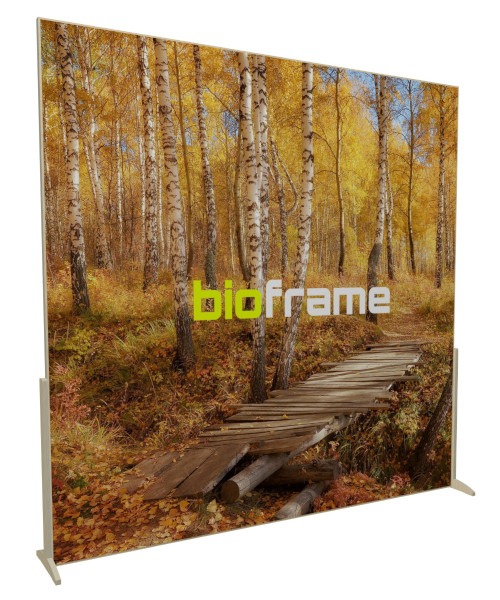 Stand Bannière écologique design. Bio-banner cadre en bois bio est un Cadre pro pour tissu-tendu Bio? C'est un Stand portable écologique Bio